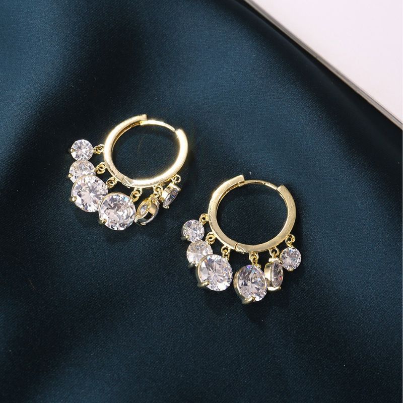 Shiny Colorful Zircon Drop Hoops