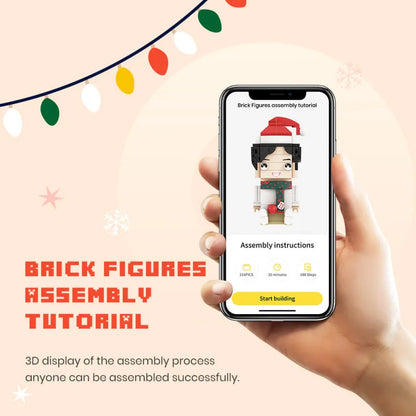 Full Body Custom 2 Person Brick Figures with Frame Personalized Photo Father's Day Gift