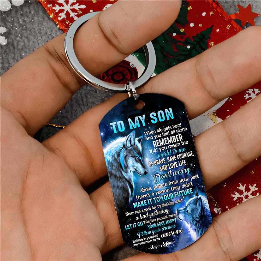 Let It Go - Wolf Multi Colors Personalized Keychain A882